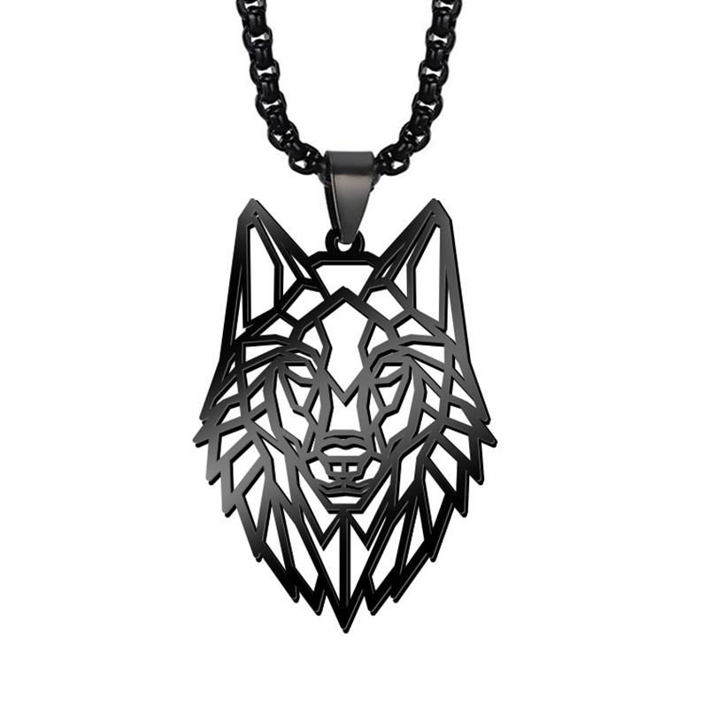 My shape Wolf Necklace for Men Women Stainless Steel Necklaces Men's chain Fashion Animal Male Necklace Punk Jewelry Boy Gifts