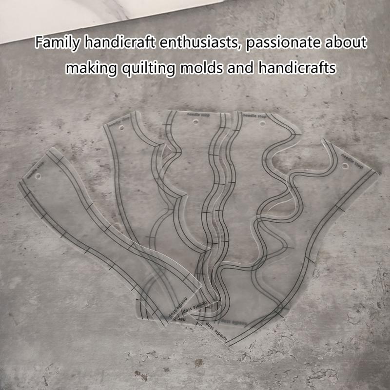 5 Stück Wellenlineal Quiltlineal und Schablonen Klare Quiltvorlagen Acryl Quilt Schablonen zum Nähen Basteln