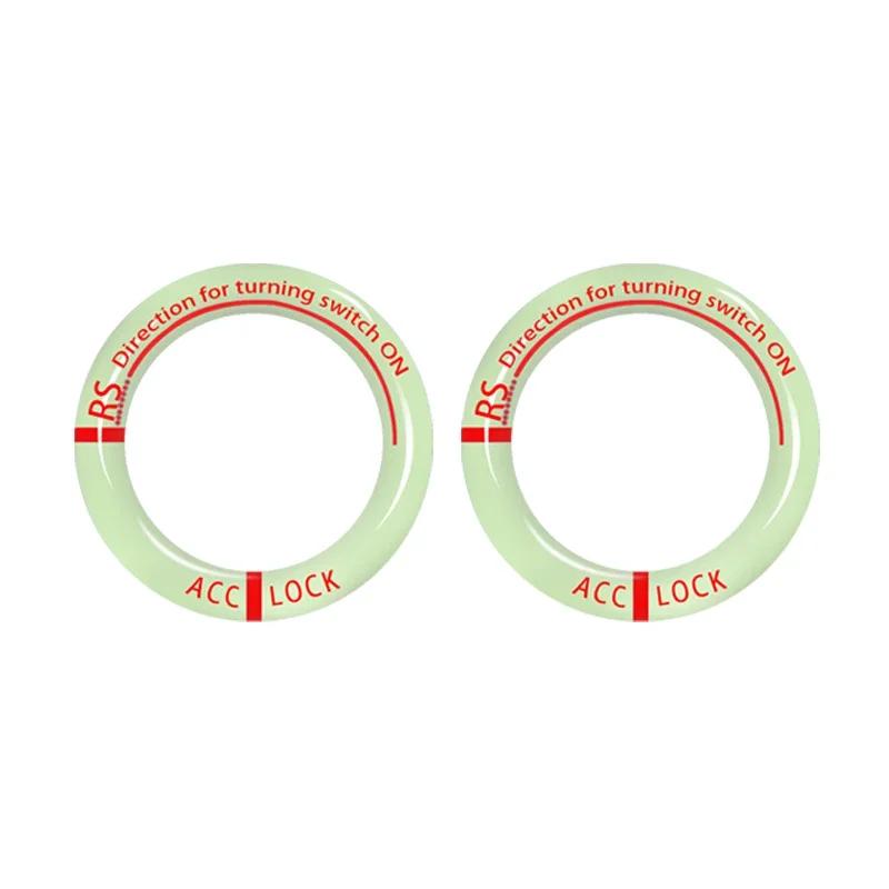 Car Ignition Luminous Sticker Key Ring Auto Key Switch Surrounding Protective Style Decoration Vehicle Glow Fluorescent Keyring
