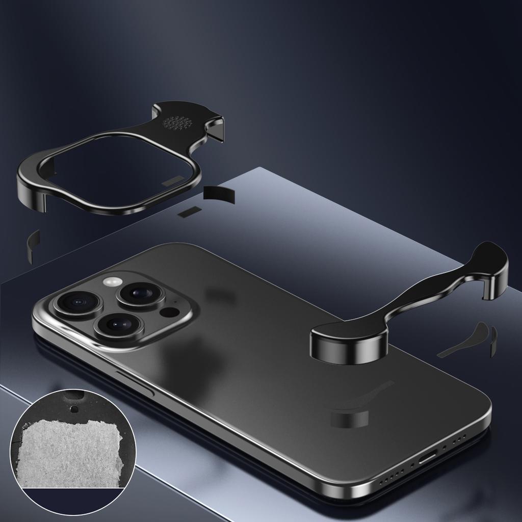 For iPhone 15 Pro Bumper Case Metal Aromatherapy Phone Cover Corner Protection