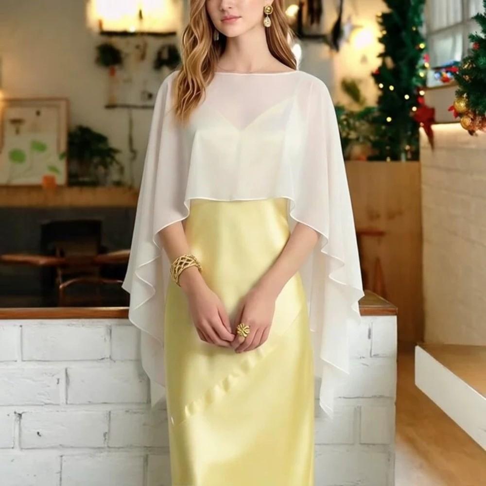 Elegant Sheer Shawl Top Loose Fit Chiffon Sunscreen Outerwear Chiffon Cover Up  Vacation