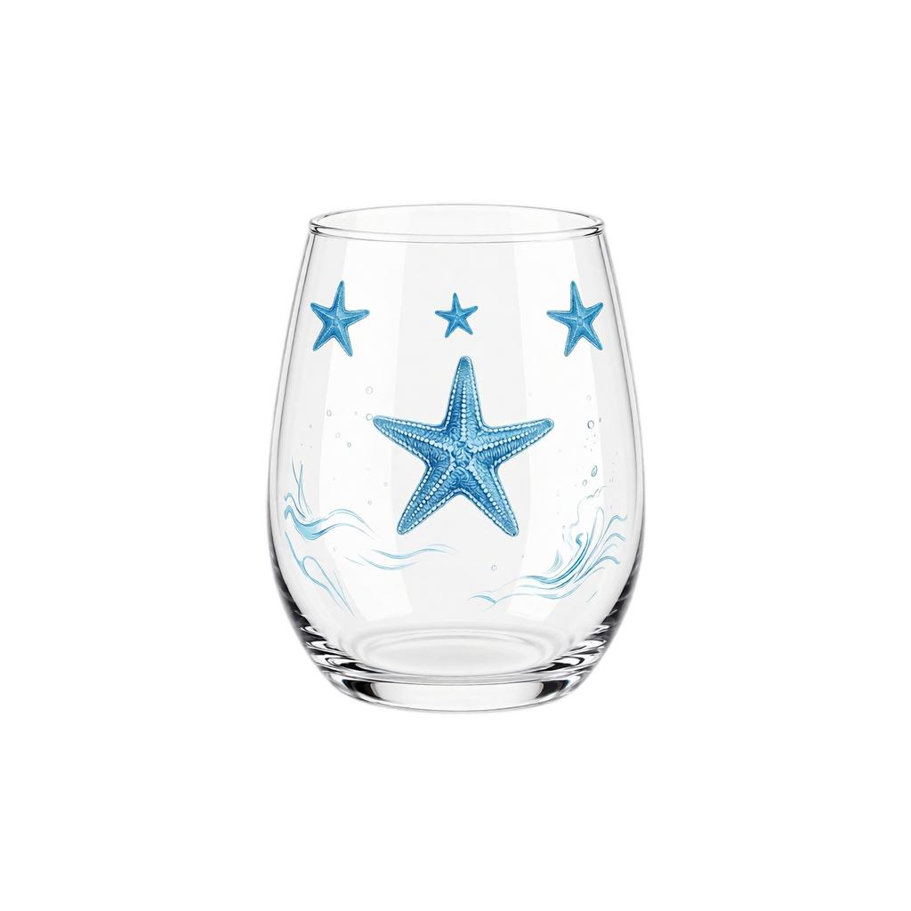 Animal Print Stemless Wine Glass, Handleless Glass Cup With, Turtle and Pattern for and Home Use