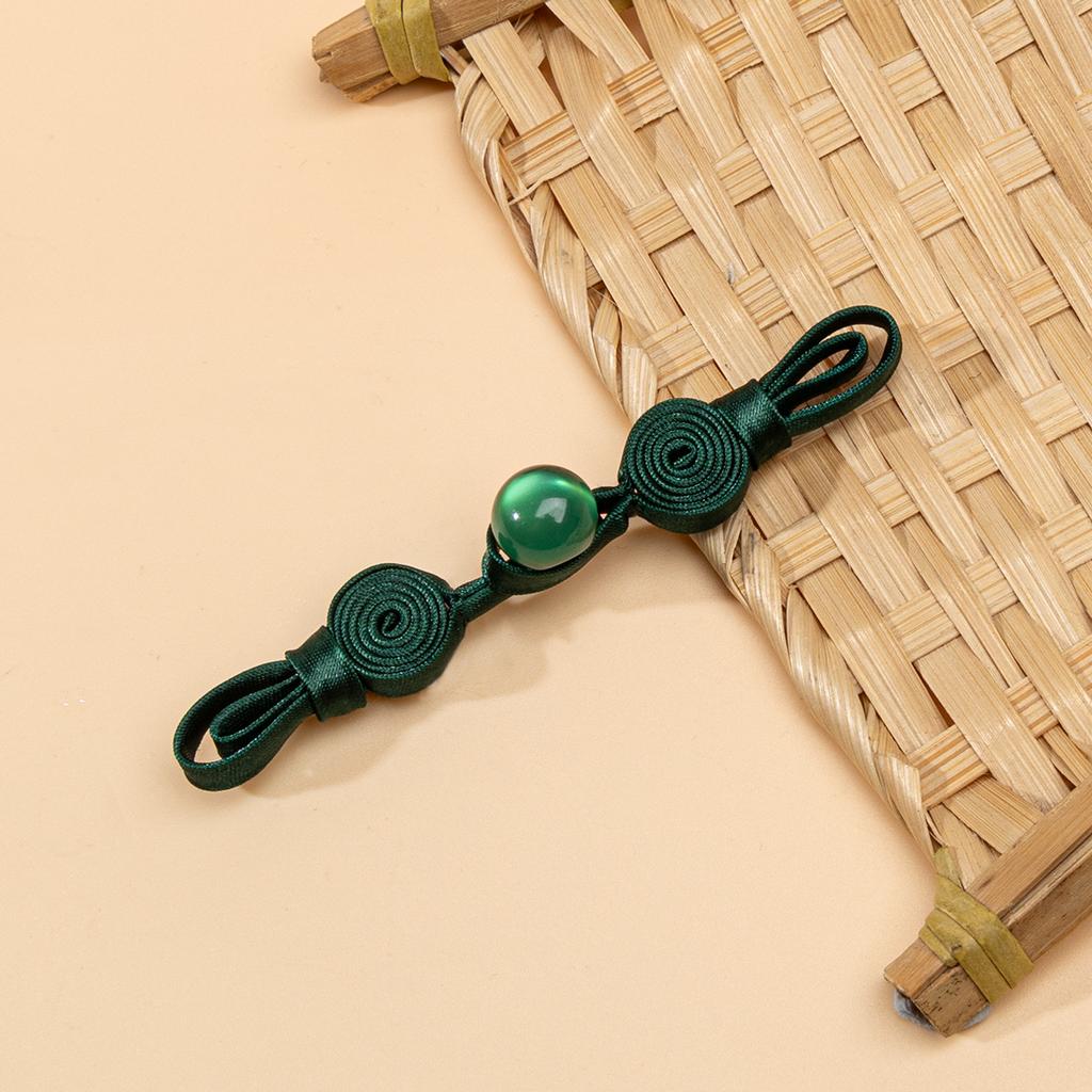5pcs Chinese Qipao Frog Closures Jade Bead Snail Coil Buttons Handwoven Vintage Hanfu Accessories Traditional Dress Decor