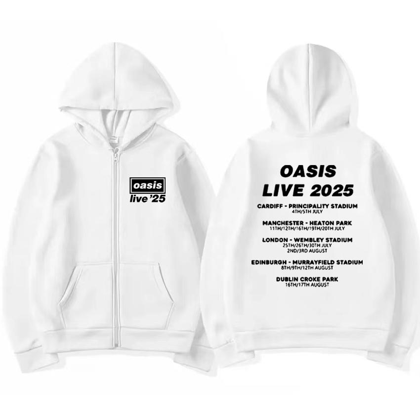 

OASIS Live 25 Tour винтажное худи мужское женское флисовое харадзюку пальто на молнии куртка осень зима модные толстовки S