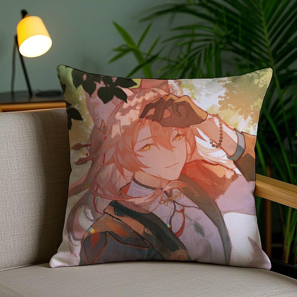 H-Honkai Star R-Rail Cushion Cover Soft Short Plush Double-Sided Printing Home Decor Machine Washable Pillow Case Gift