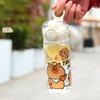 Transparent Children's Water Cup Portable Drink Cup Capybara Straw Water Bottles  Coffee Tea Juice