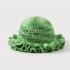New Colorful Crochet Ruffle Brim Knit Bucket Hats Winter Woman Handmade Stretch Fisherman Cap Outdoor Warm Windproof Beanie Hat