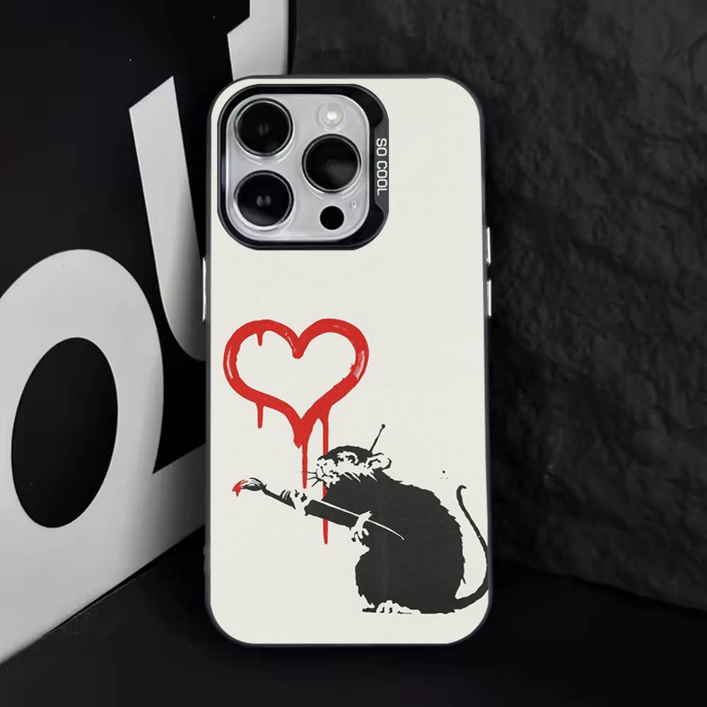G-Graffiti Artist B-Banksy Phone Case For iPhone 16,15,14,13,12,11,8,7,Pro,Max,Plus,Mini,XS,SE Anti Fall Black Matte Hard