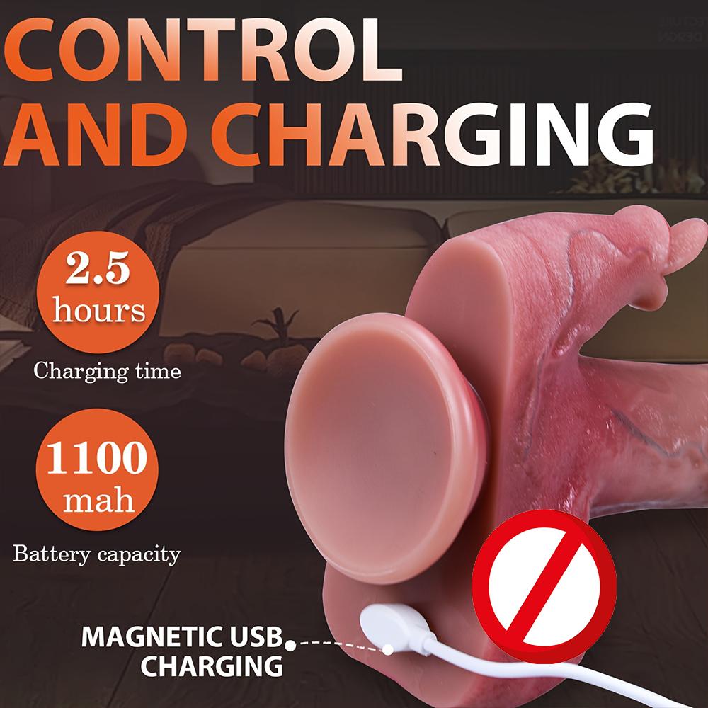 G-Spot Realistic Thrust Dildo Tongue Licking Remote Control Vibrator Telescopic Heated Tongue Licking Modes for Anal Clitoral 18