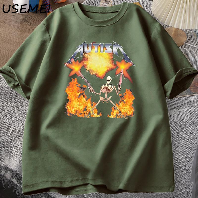 Autism Meme Tshirt Casual Cotton Short Sleeve Tee Shirt Humor Printed Retro Short Sleeve T Shirt Unisex Streetwear Tops