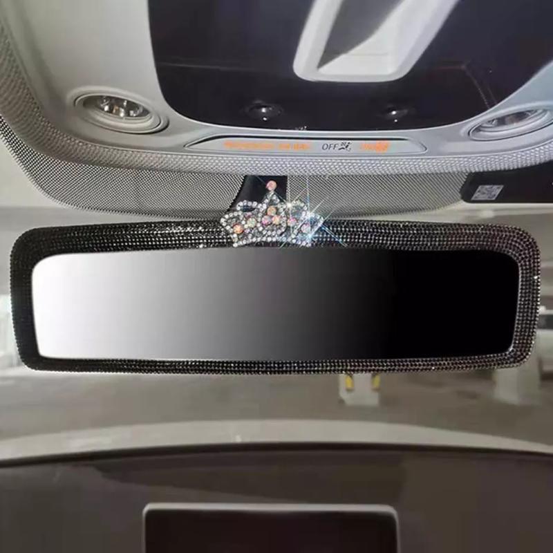 2022 Crown Car Rear View Mirror Cover Decor Charm Crystal Auto Rear View Mirror Diamond Car Bling Accessories for Woman
