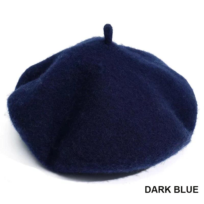 Women Girls Beret French Plain Wool Caps Warm Winter Beanie Hat Vintage Berets Solid Color Elegant Ladies Winter Hats Caps