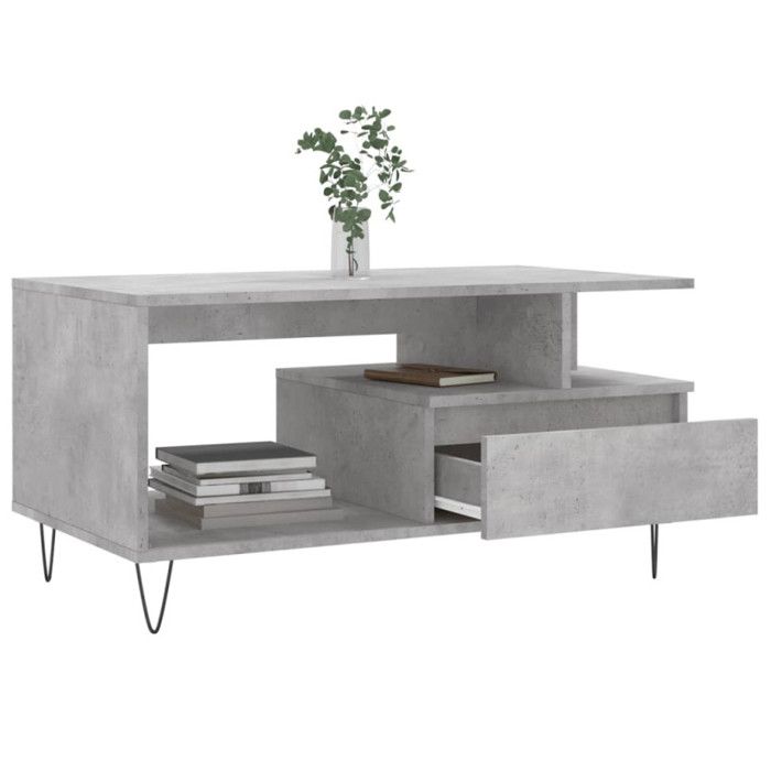 VidaXL Table basse Gris béton 90x49x45 cm Bois d'ingénierie 831024