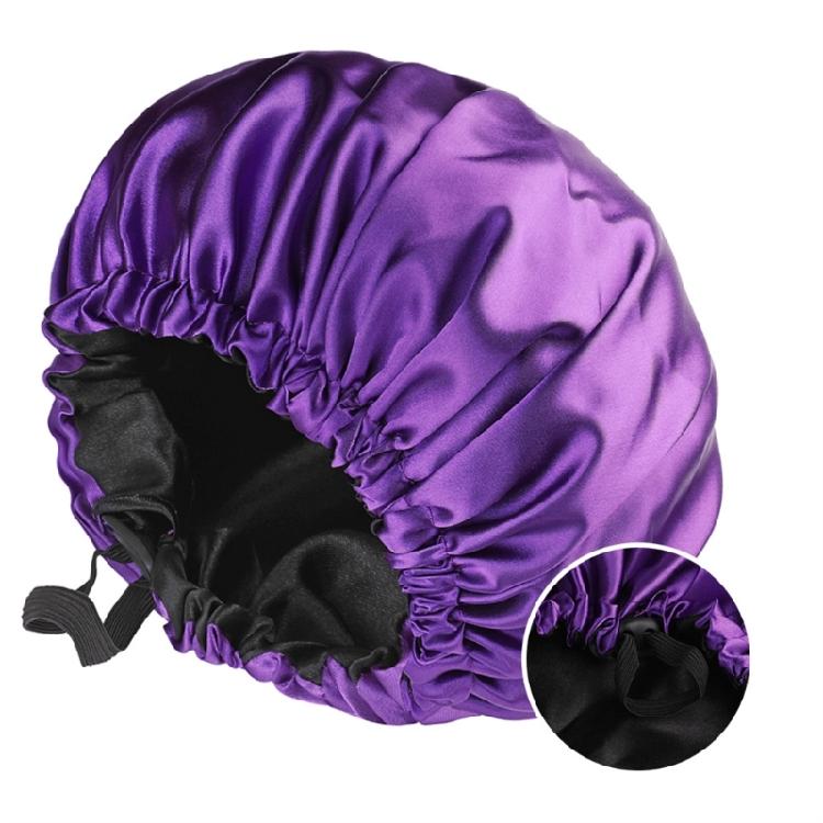 Premiums Satins Hair Bonnet Double Sided Hair Protecting Hat for Nighttime and Sleeping with Double Layers фиолетовый