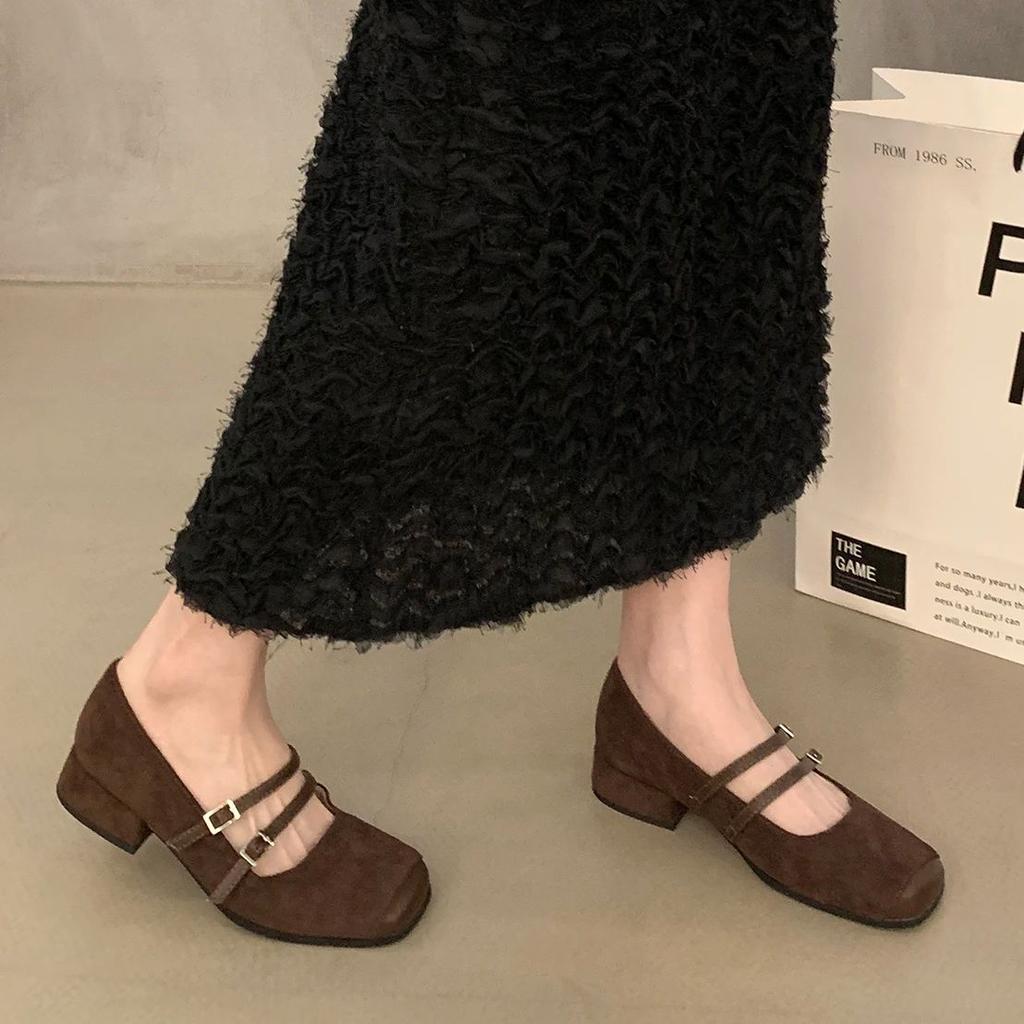 Bailamos New Brand Women Flat Sheos Fashion Shallow Slip On Shoes Square Low Heel Dress Shoes Casual Laofer Mujer