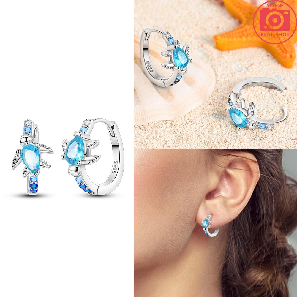 Hoop Earrings 925 Silver Certified Red Bow Heart Zircon Stud Earrings Lady's Anniversary Gift Luxury Jewelry
