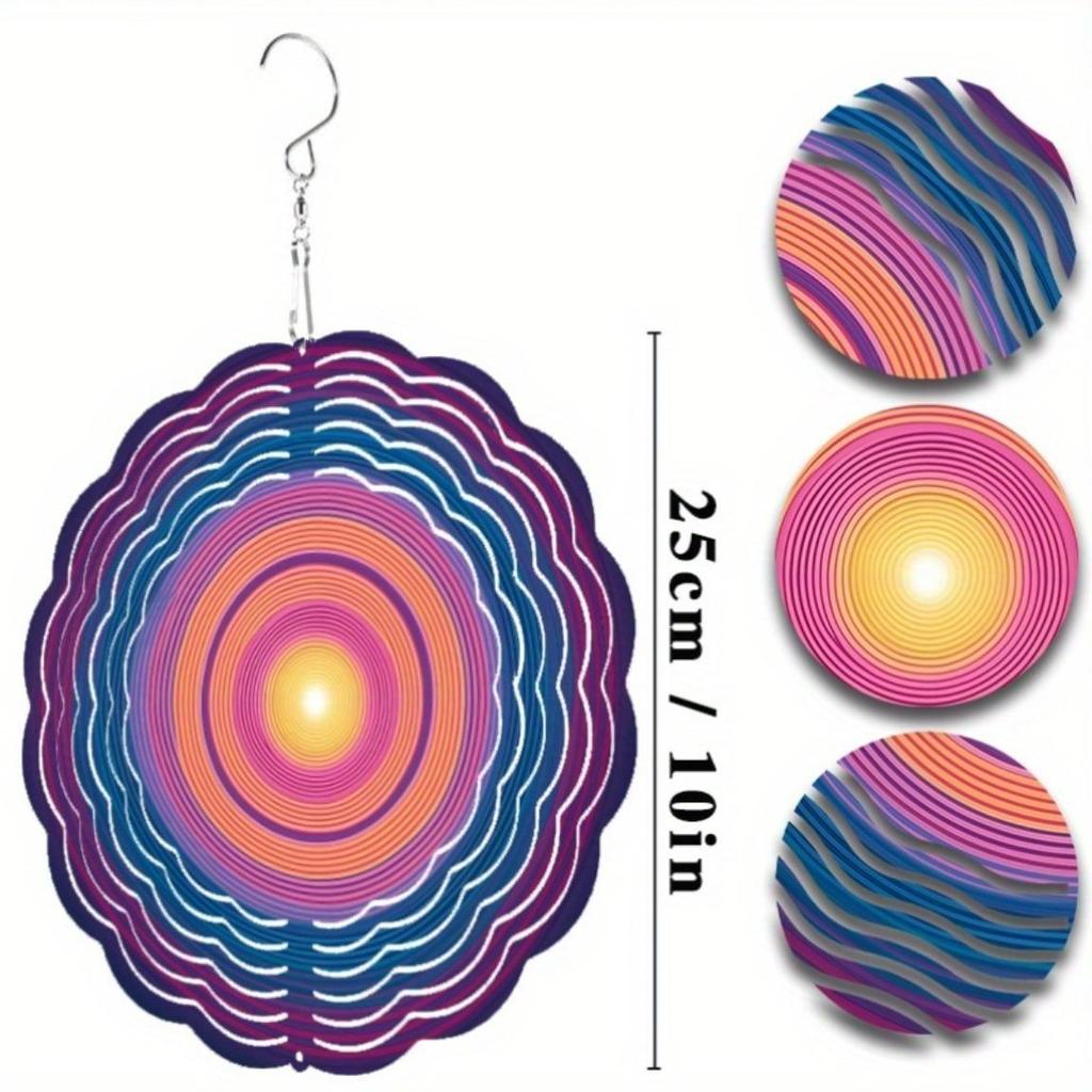 10 Inch Hanging Wind Spinner with Circular Design 360 Degree Rotating Hook for Balcony Lawn Garden Decor Creative Gift Idea