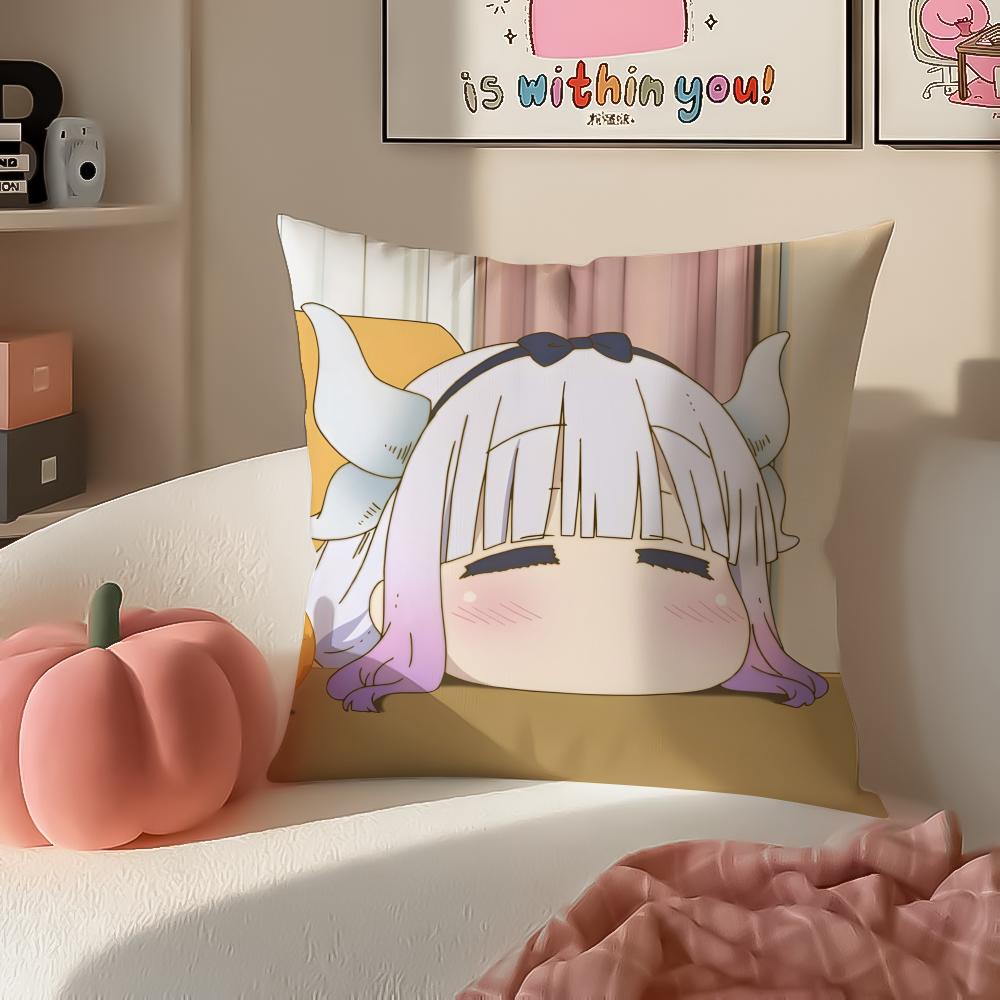Miss Kobayashis Dragon MaidB Anime Cushion Cover Pillowcase Short Plush Invisible zipper Room Sofa Cushion Cover