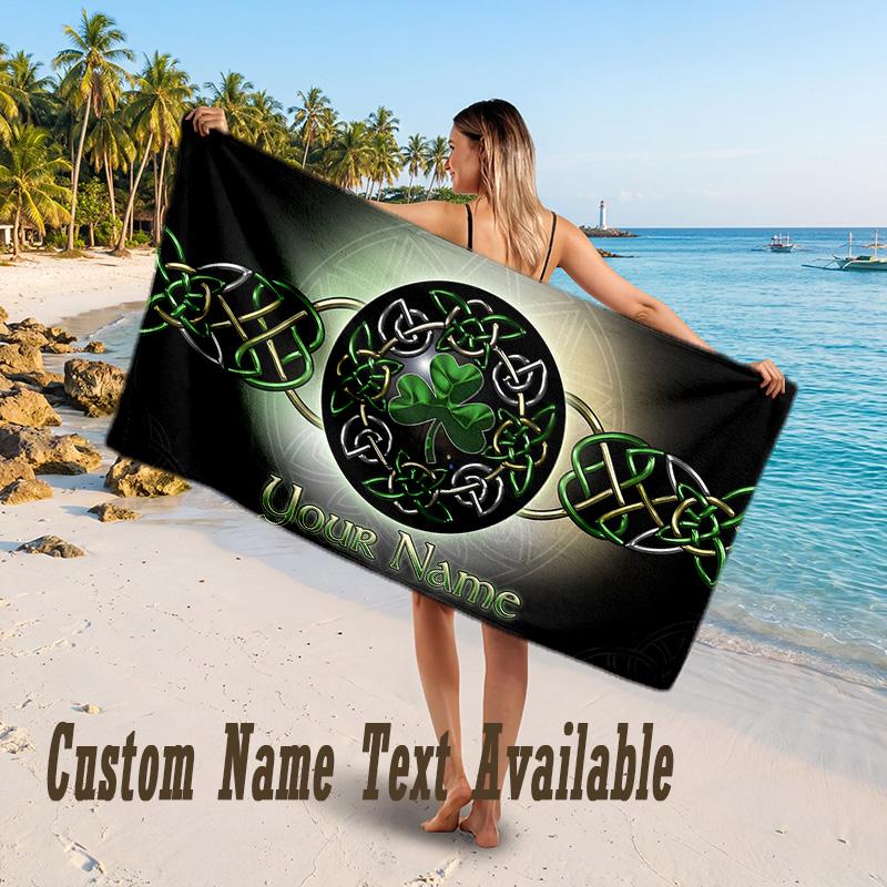 Celtic FC Design Beach Towel Custom Text Large Towel for Beach Vacation
