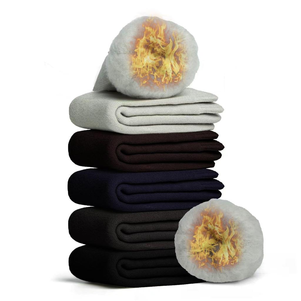 konciwa Men's Thick Winter Socks, Fleece-Lined Warm Crew Socks, 24-28cm, 5 Pairs Set