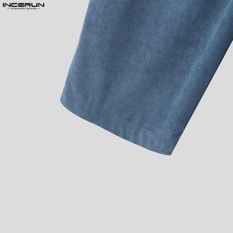 INCERUN Men Zip-up Plaid Wrap Waist Casual Loose Texture Baggy Trousers Pants