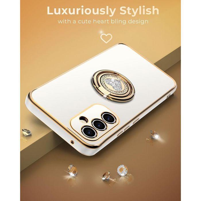 Silikonhülle - BOOLING - für Samsung Galaxy S26 - mit drehbarem Ring und Lanyard - Weiß