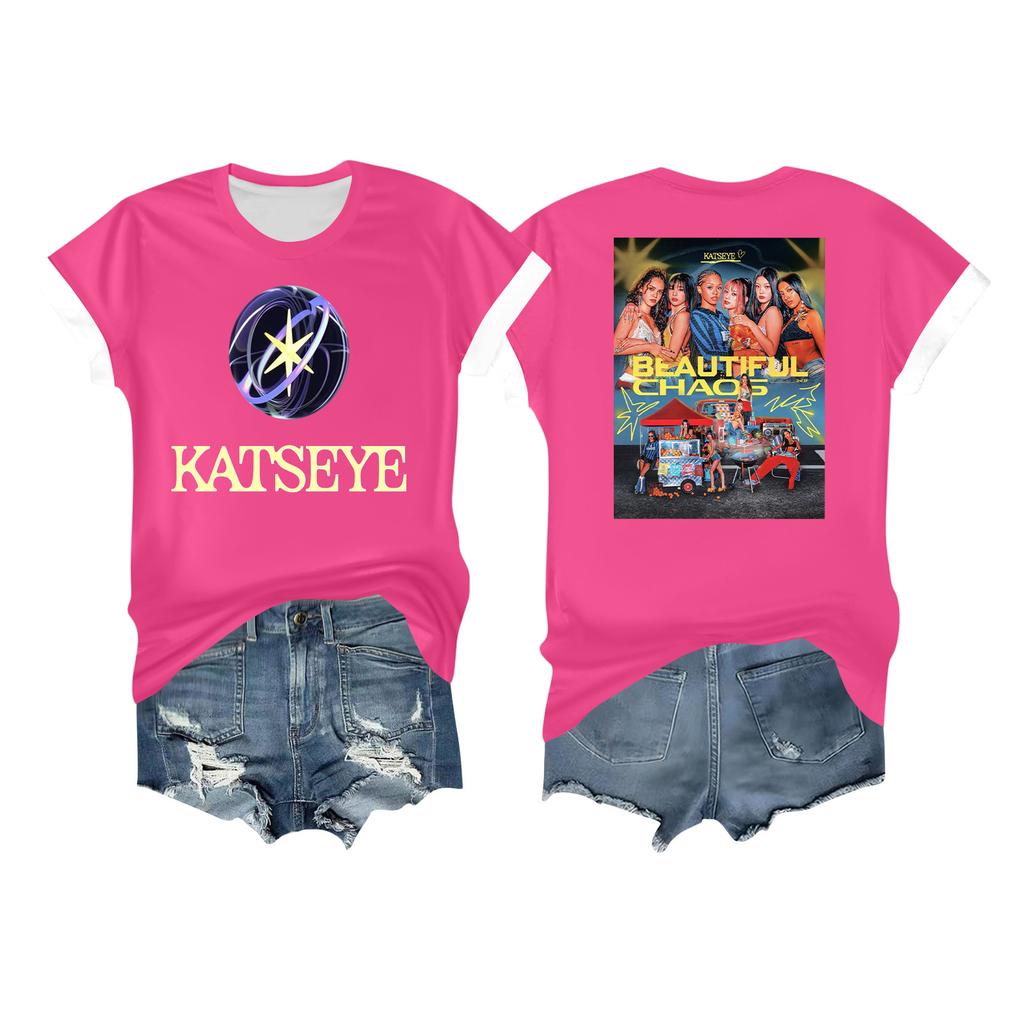 Women's Casual Printed T-shirt Round Neck Pullover Short Sleeve Top