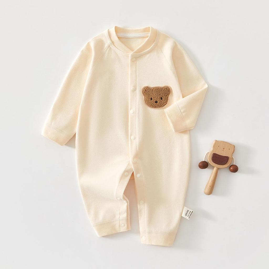Autumn/Winter Pure Cotton Baby Romper – Long Sleeve Boneless Newborn Onesie for Spring