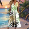 European and American summer new women's clothing, fashionable pocket V-neck striped sleeveless casual dress