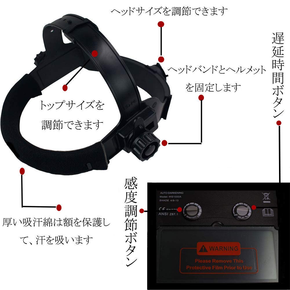 FUNTRESS Automatic Darkening LCD Welding Solar Rechargeable TIG MIG Welding Grinding Welding Shading Range Adjustable Headband Mask, Helmet, Mask,