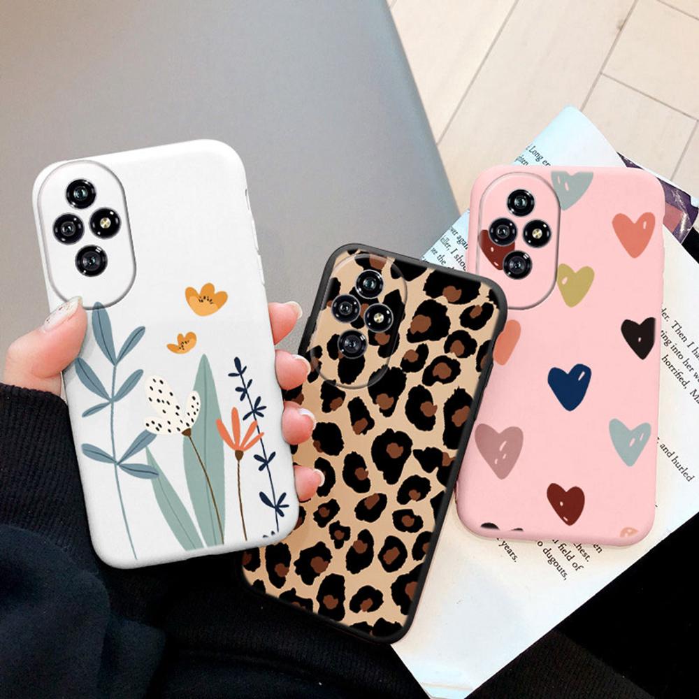 Leopard Plant Rose Pattern Phone Case For Honor 200 Lite Daisy Love Heart Shockproof Soft Cover For Honor 200 Pro Smart Silicone