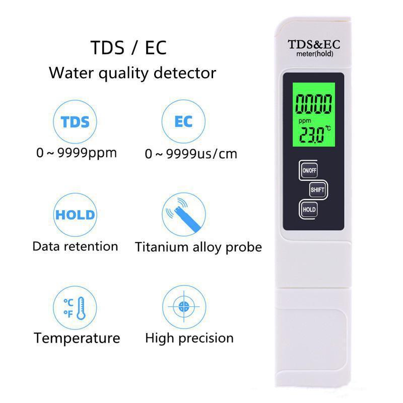 Professional Digital LCD TDS EC Temperature Water Quality Testing Pen Meter Purity Filter Analyzer Tool