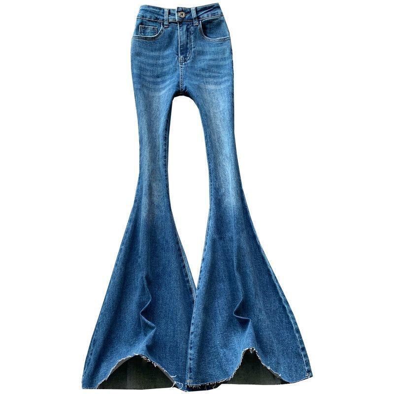 2024 High Waist Flare Jeans: Chic, Raw-Edge, Wide-Leg Trousers for Women
