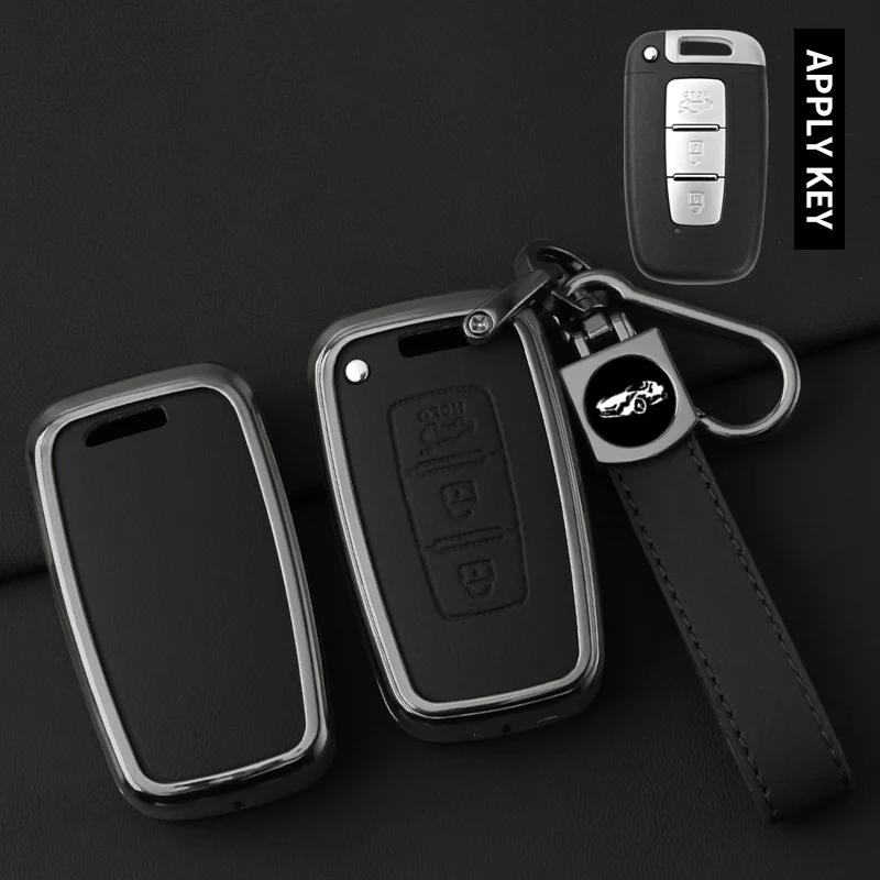 Interior Mouldings 3 Buttons Car Zinc Alloy Key Case Cover For Hyundai IX35 Sonata 8 For Kia Forte Rio 3 K2 K3 K5 Sportage Keych