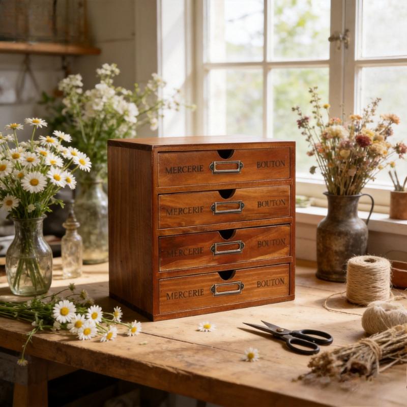 File Holder 4-Drawer, Wooden Desk Drawer