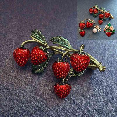 1Pcs Erdbeere Brosche Galvanisieren Mode Brosche Pin Obst Brosche Zubehör Schmuck