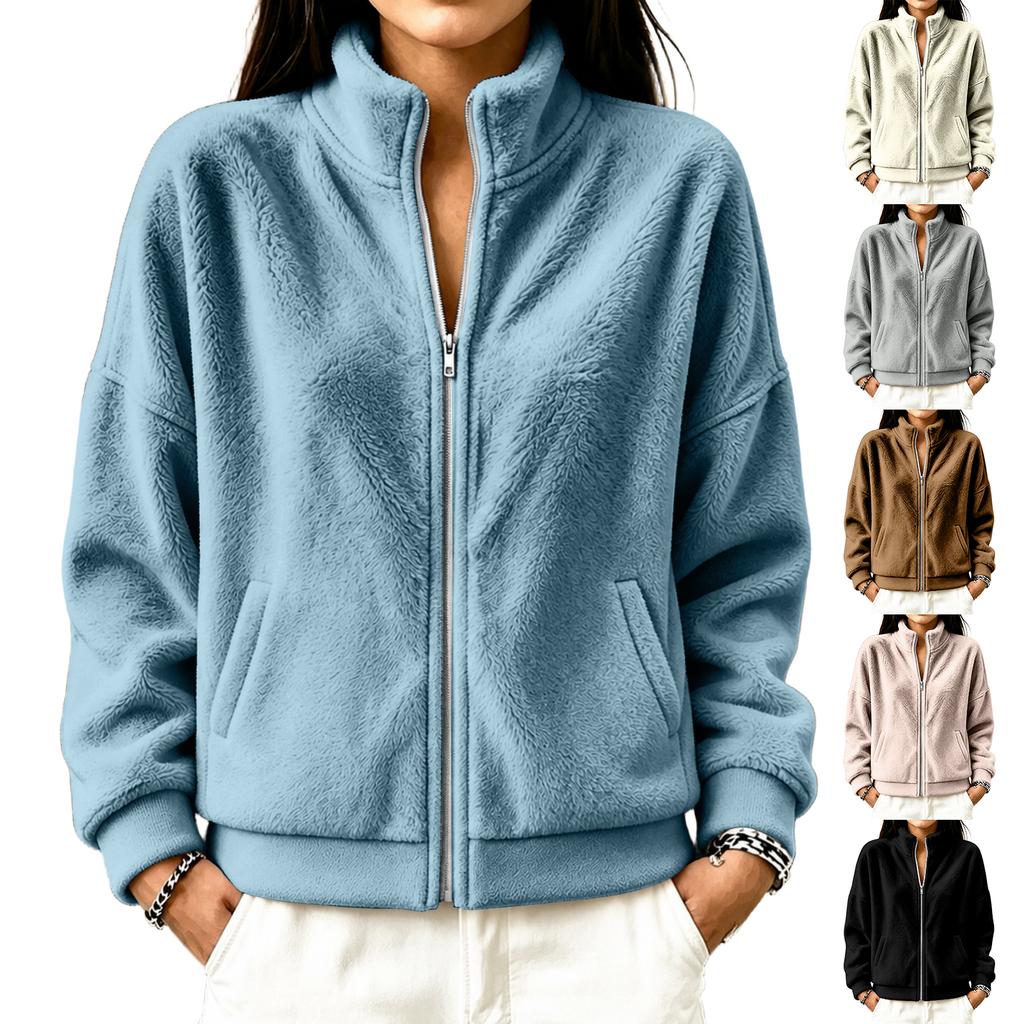 Women's Zip Up Hoodie, Loose Fit Color Casual Sweatshirt for Fall and Winter