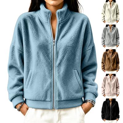 Women's Zip Up Hoodie, Loose Fit Color Casual Sweatshirt for Fall and Winter