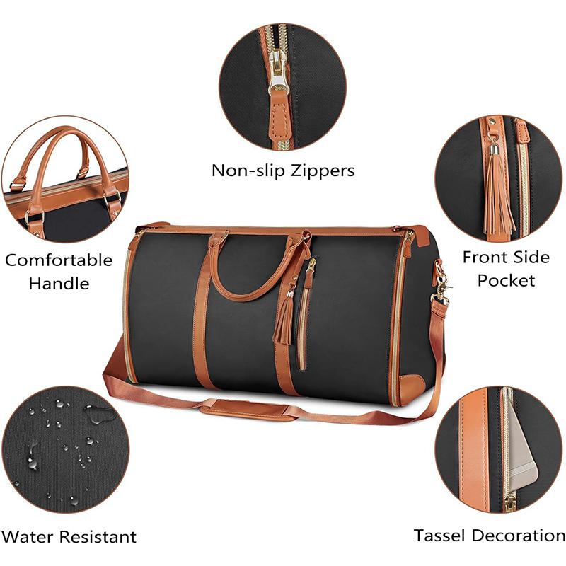 Foldable Women's Travel Convenient Carry-on Clothing Bag Large Capacity PU Leather Duffel Bag Portable Business Travel Bag