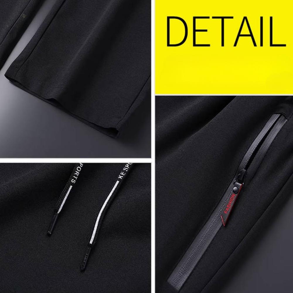 Men's Ice Silk Pants Summer Men's Casual Sports Pants Gray Zipper Pockets Slim Straight Breathable Lightweight Cool Feeling