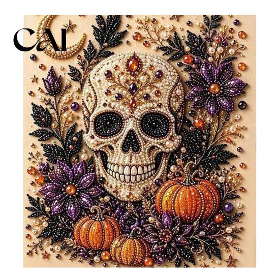 Fai da te Mosaico 3D Artigianato Halloween Pittura con Perle Finte Kit, Fantasma Carino 3D Hobby Antistress per Donne Kit Adulti, Artigianato di Natale Casa