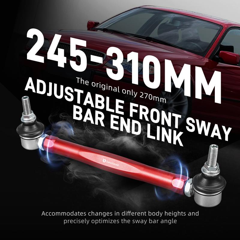 BEVINSEE Adjustable Front Sway Bar End Link Kit (245mm To 310mm), for BMW E46 Z4 E85/E86, Replace for 31356780847,31351095694