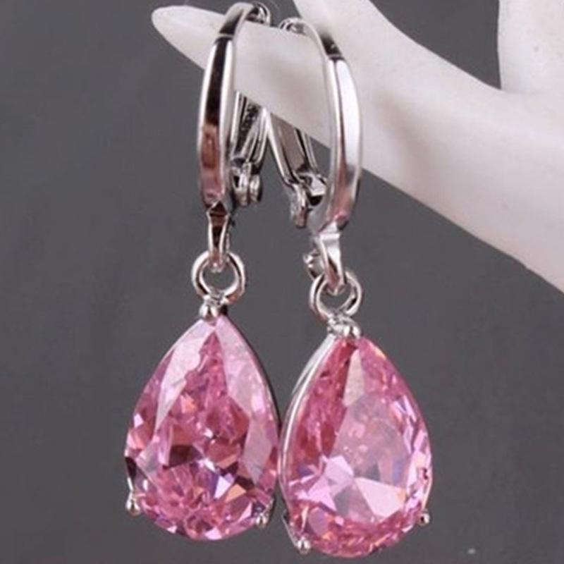 

Chenrui Pink Zircon Inlaid Earrings - European & American Style for Women.