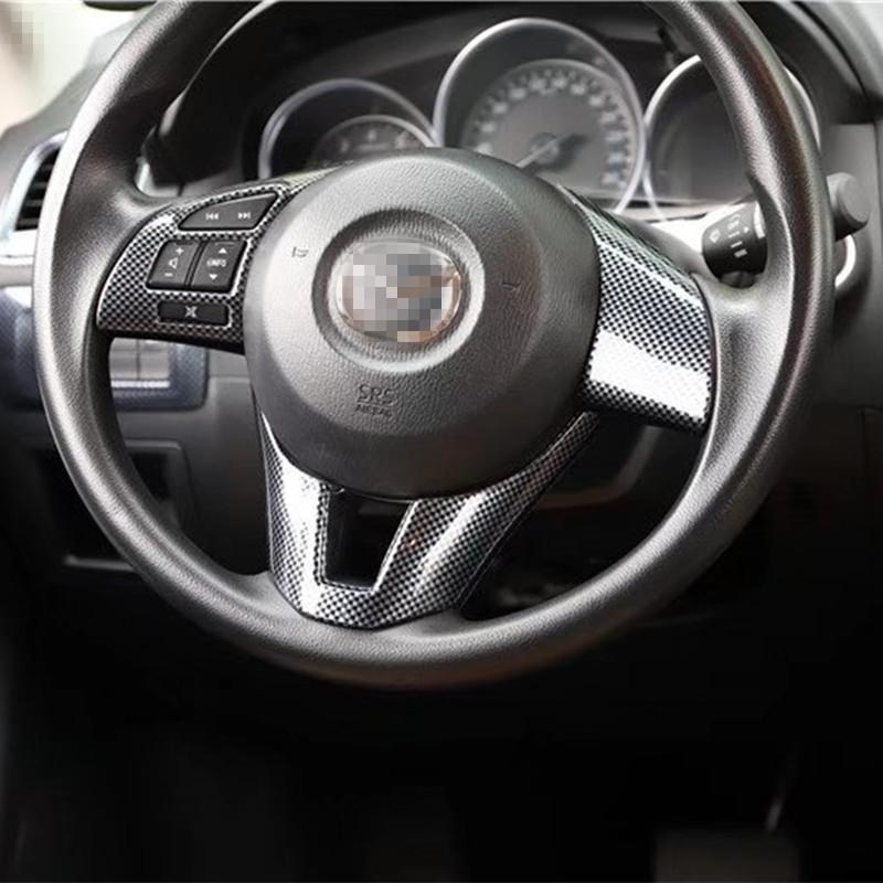 Car Styling Steering Wheel Button Frame Panel Cover Trim Moldings  ABS Stickers  For Mazda  CX-5 2013-2014