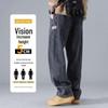 Vintage Washed Men's Straight-Leg Jeans - Plus Size, Loose Fit, High Street Trend for Spring & Autumn