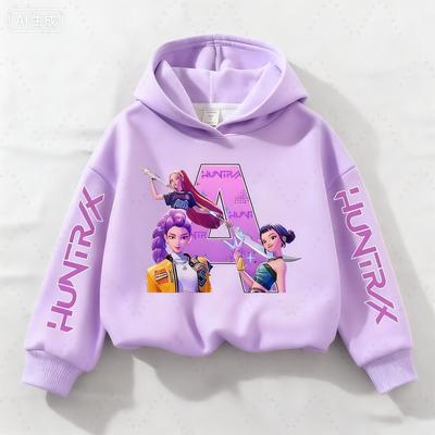 Spring K-Pop Demon Hunters Girls Hoodies Letter A-Z Hooded Sweatshirt Autumn Tracksuit Hood Sportswear Boys Pullover Kids Clothes
