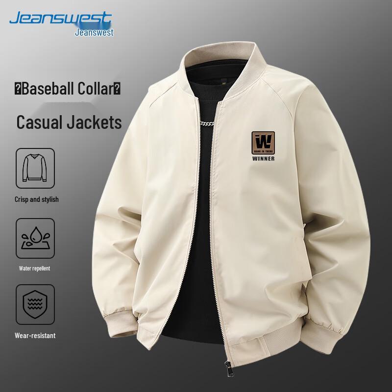 Jeanswest Men s Outdoor Casual Windproof Stand-Collar Baseball Jacket M