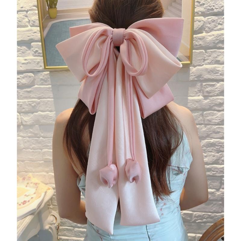 Elegant Purple Hair Bows Clip With Long Ribbon Fashion Headdress Hairpieces Barrette Hairpin For Women And Girls