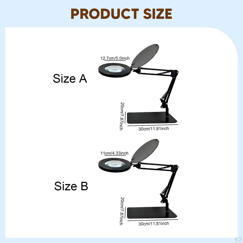 Magnifier Light Magnifying Glass with Stand Desktop LED Illuminated Lamp 10