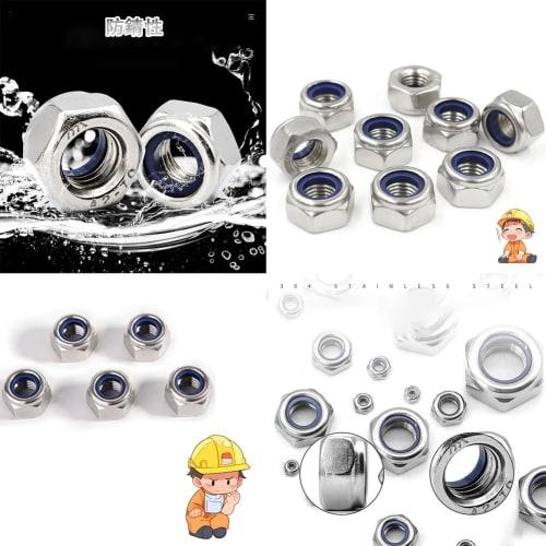 TUDOUZZZ M6 Hex Lock Nuts, Pack of 30, Nylon Lock Nuts, 304 Stainless Steel, Locks to Prevent Loosening, DIN985 Lock Nut Standard